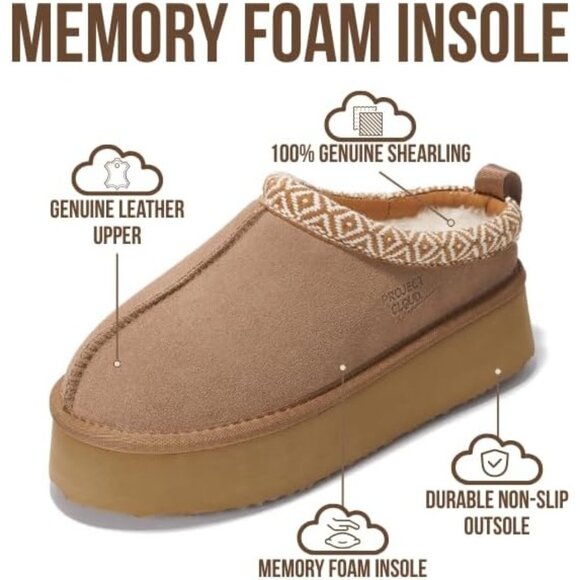 ๐Women Project Cloud Wheat Leather Soft Memory Foam Cozy Supportive Slipper - Picture 6 of 10